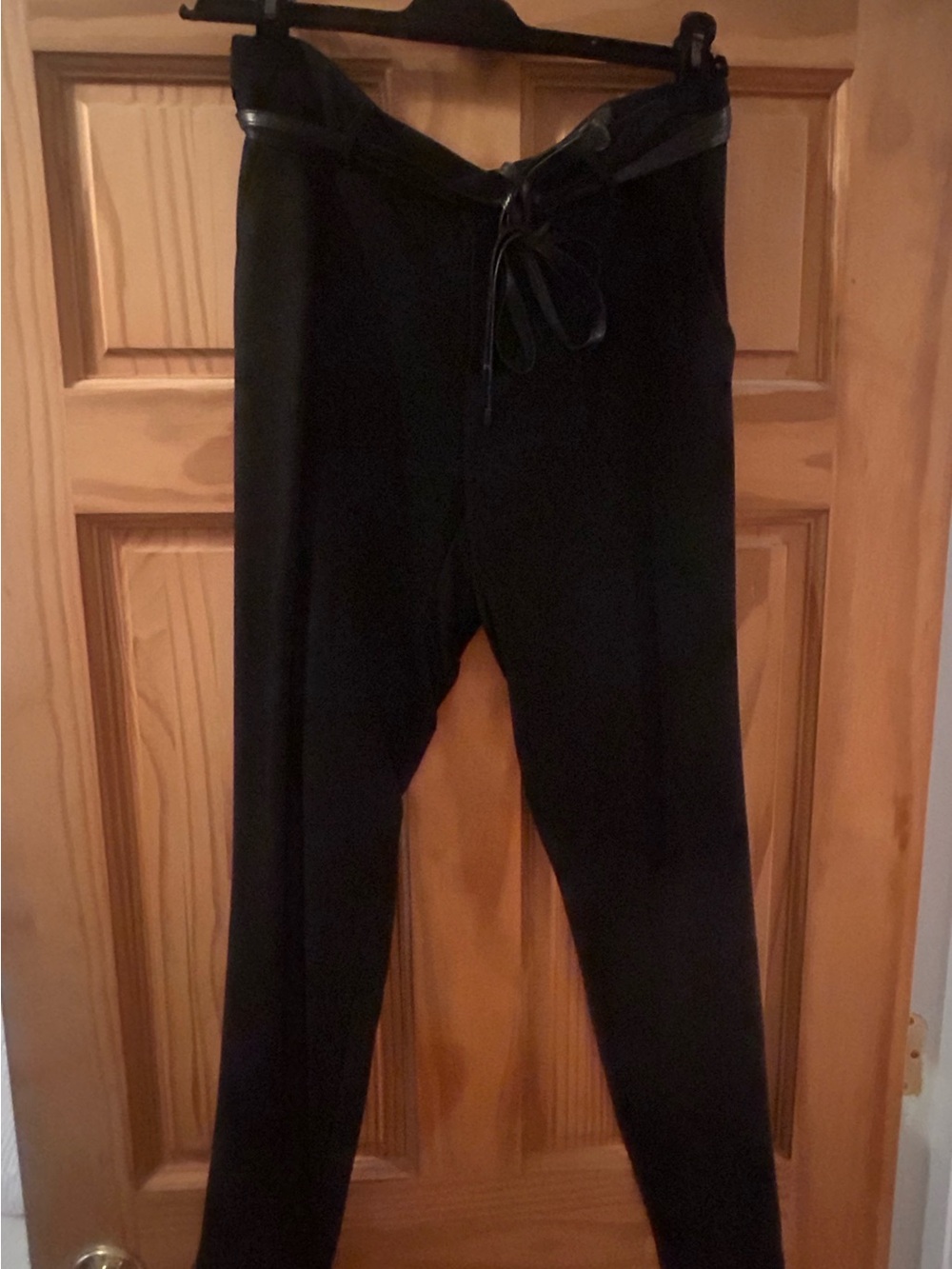 Gucci Black Slim Drawstring Pants with Leather belt